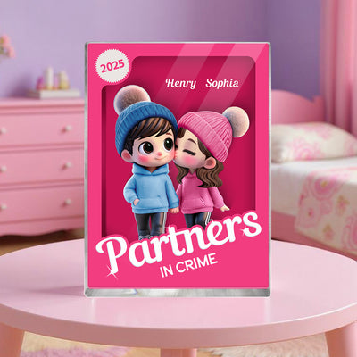 Couple Partners In Crime Pink Toy Box 3D Effect Personalized Acrylic Block