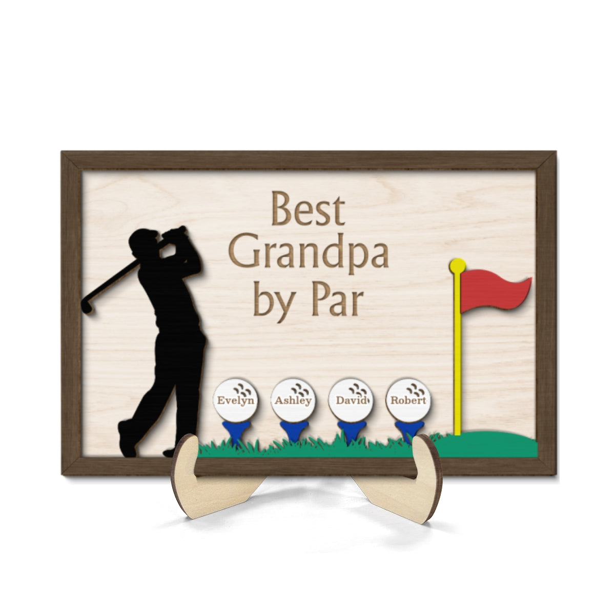 Best Dad Grandpa By Par Golf Gift for Husband Dad & Grandpa Personalized 2-Layer Wooden Plaque
