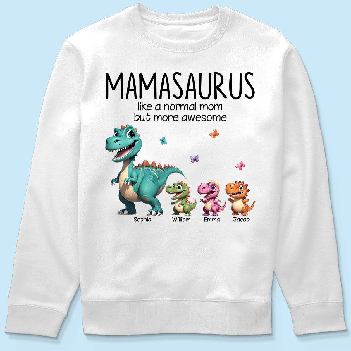 Mamasaurus And Kids 3D Effect Dinosaurs Personalized Shirt, Gift For Mom's Birthday, Mother's Day or Just Because
