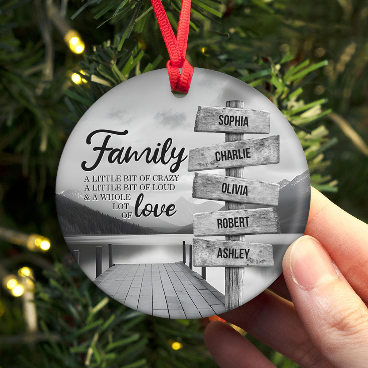 River Pier A Little Whole Lot of Love Family Personalized Ceramic Ornament