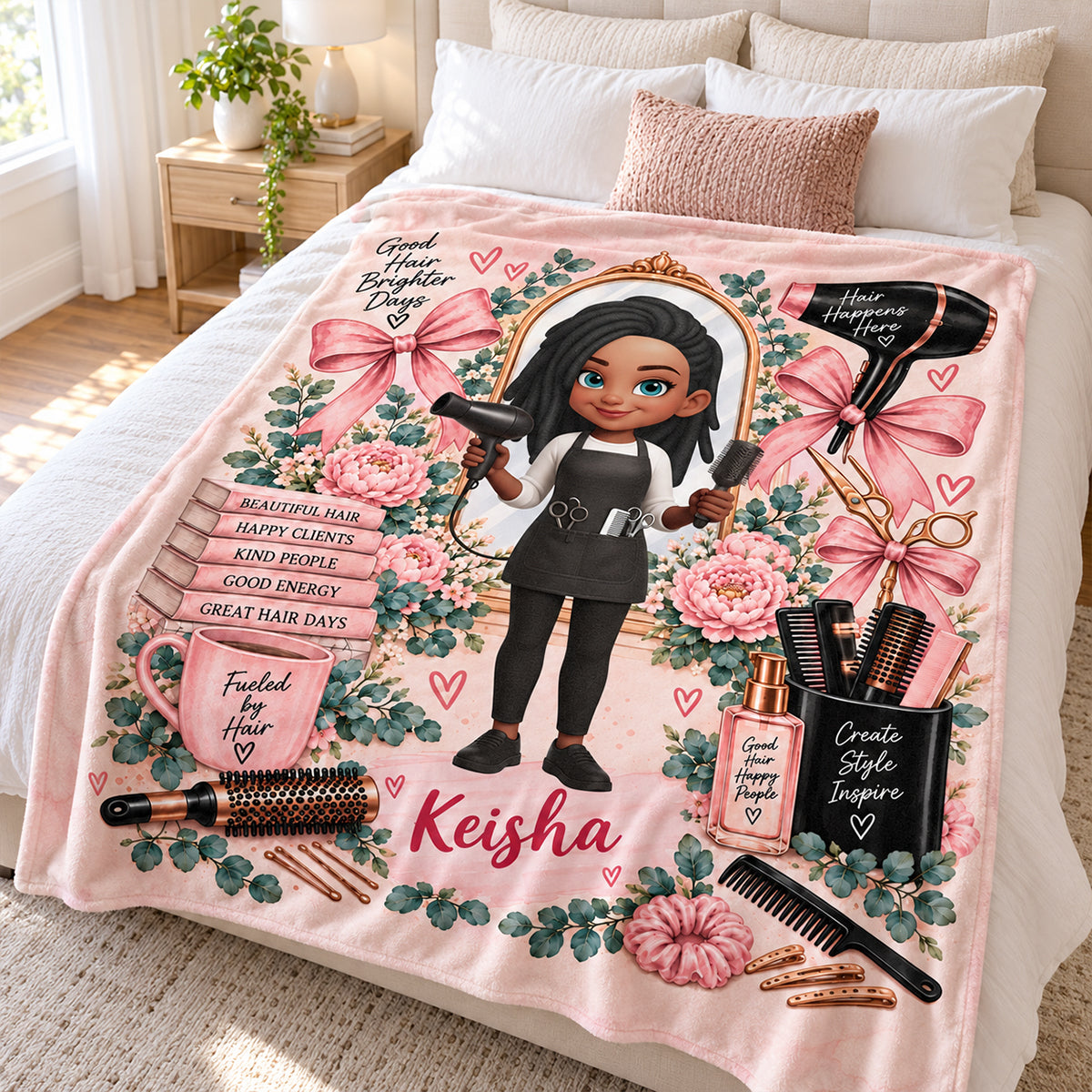 Beautiful Hairdresser - Personalized Fleece Blanket - Christmas Gift For Girl, Granddaughter, Daughter, Hairdressers, Hairstylist