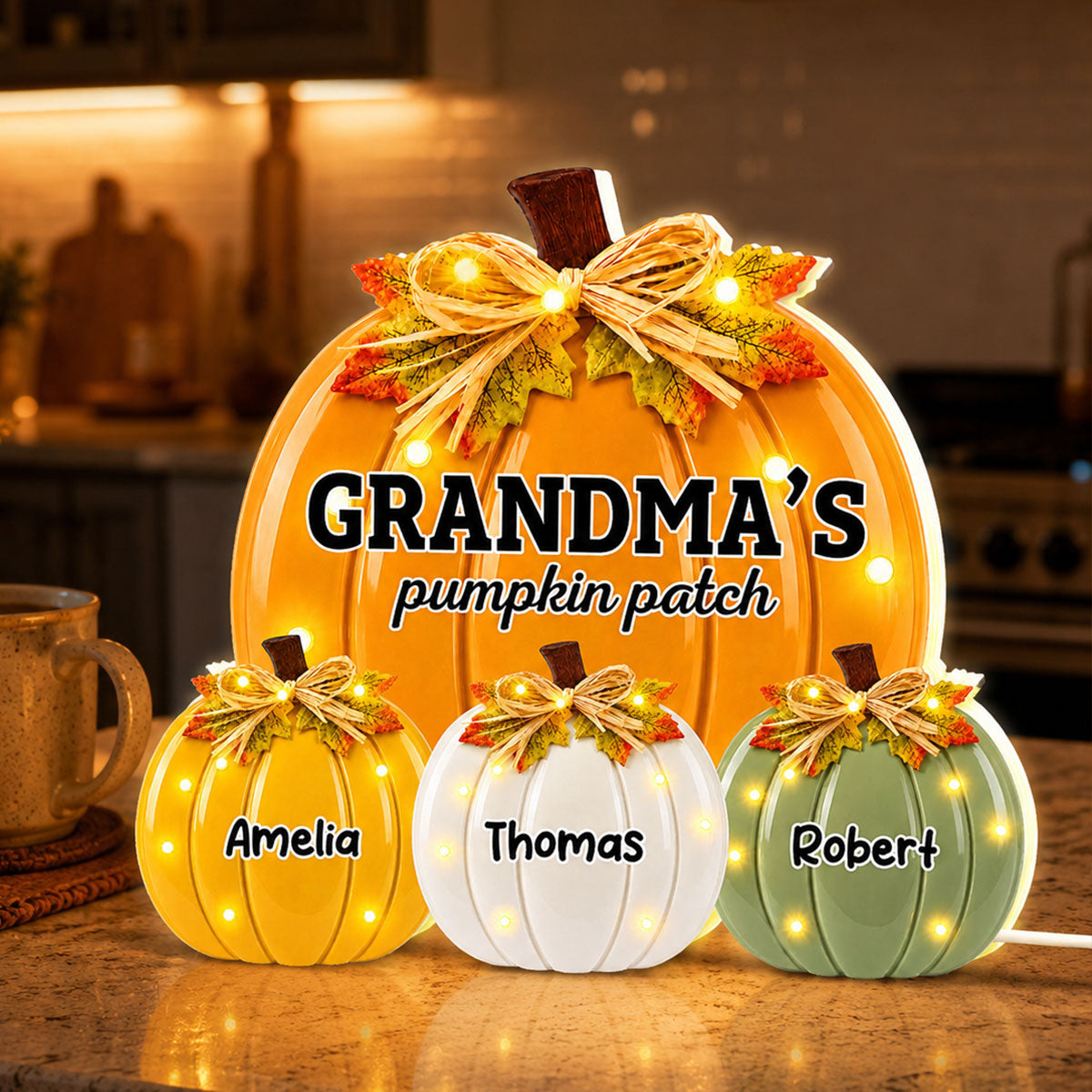 Retro Vintage Grandma Pumpkin Patch - Personalized Light Box - Fall Decor For Grandma