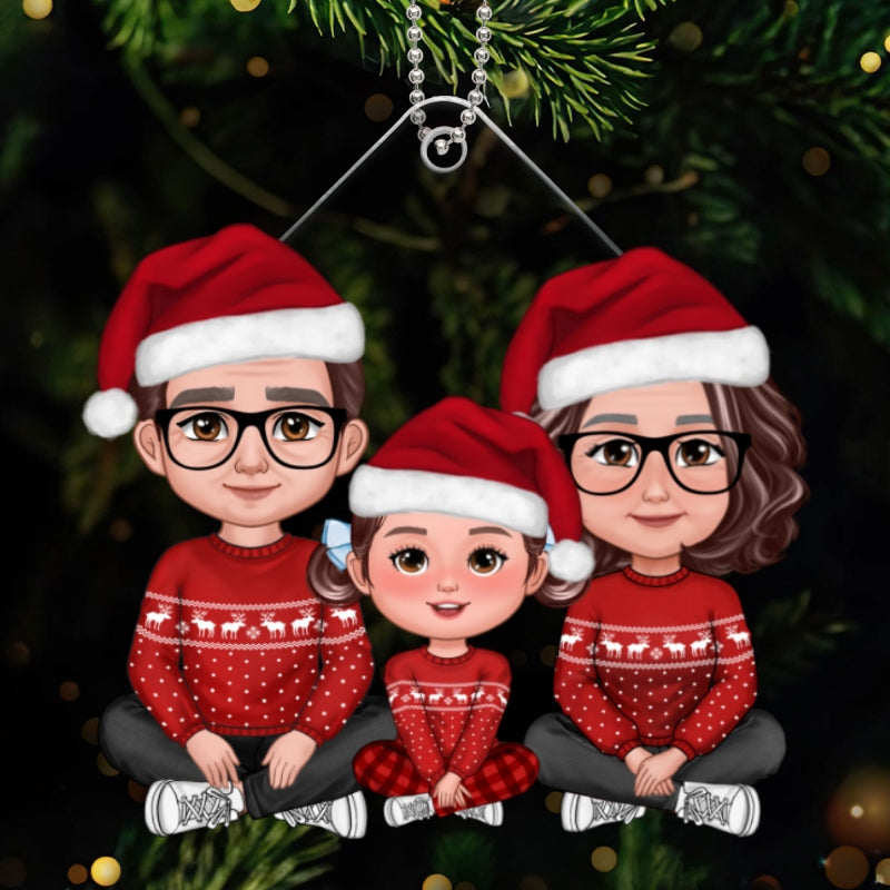 Cute Grandma Grandpa Grandkid Crossed Legs Personalized Acrylic Ornament