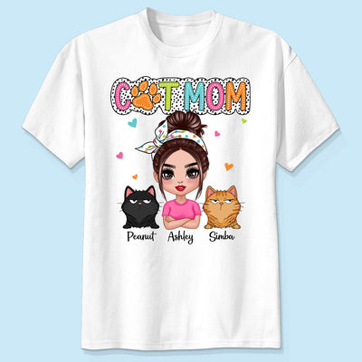 Cat Mom Summer Vibe Dots Sassy Woman & Cute Cats Personalized Shirt