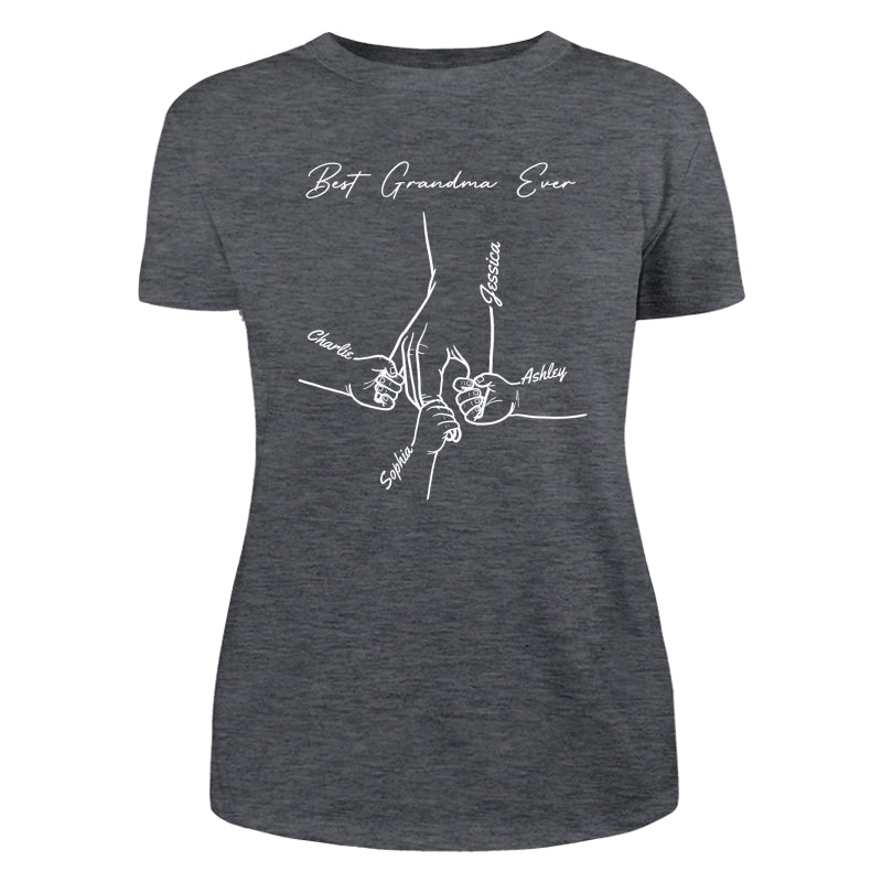 Best Dad Mom Grandma Grandpa Ever Hands Outline Personalized Shirt