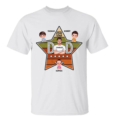Five Star Dad Retro Real Man And Kids Personalized Shirt