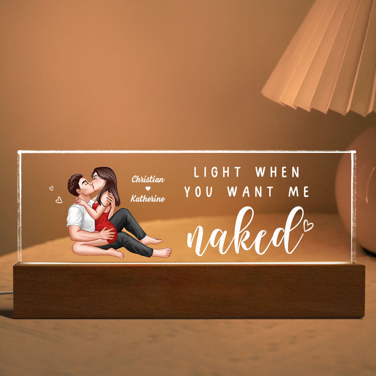 Light When You Want Me Naked Personalized LED Night Light, Gift For Him