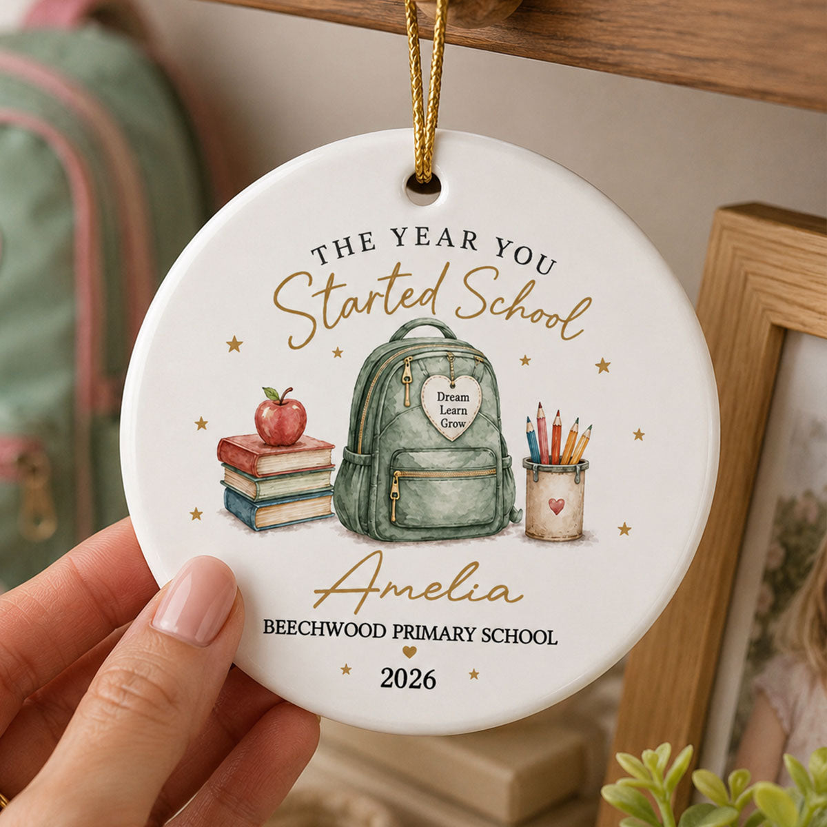 The Year You Started School - Personalized Ceramic Ornament - First Day of School Keepsake, Custom School Starter Gift