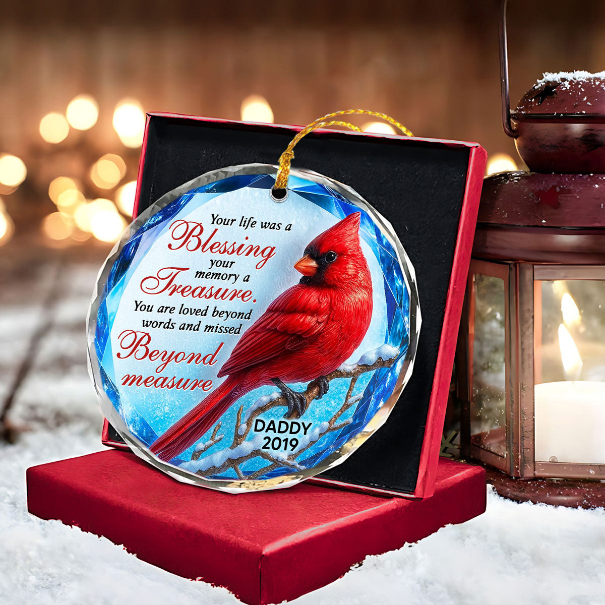 Your Life Was a Blessing 3D Effect - Personalized Glass Ornament - Heartwarming Christmas Keepsake for Loved Ones