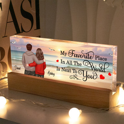 My Favorite Place Couple Beach Landscape Personalized LED Night Light, Gift For Her, Gift For Him