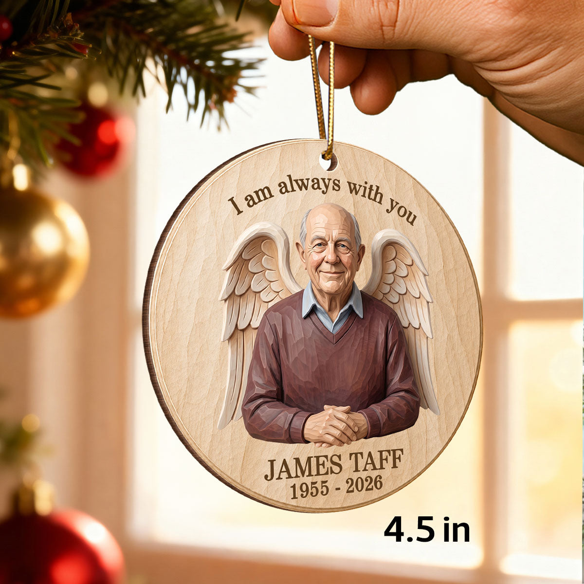 Always With You Custom Photo of Lost Loved One - Personalized Wooden Ornament - Memorial Gift, Sympathy Gift