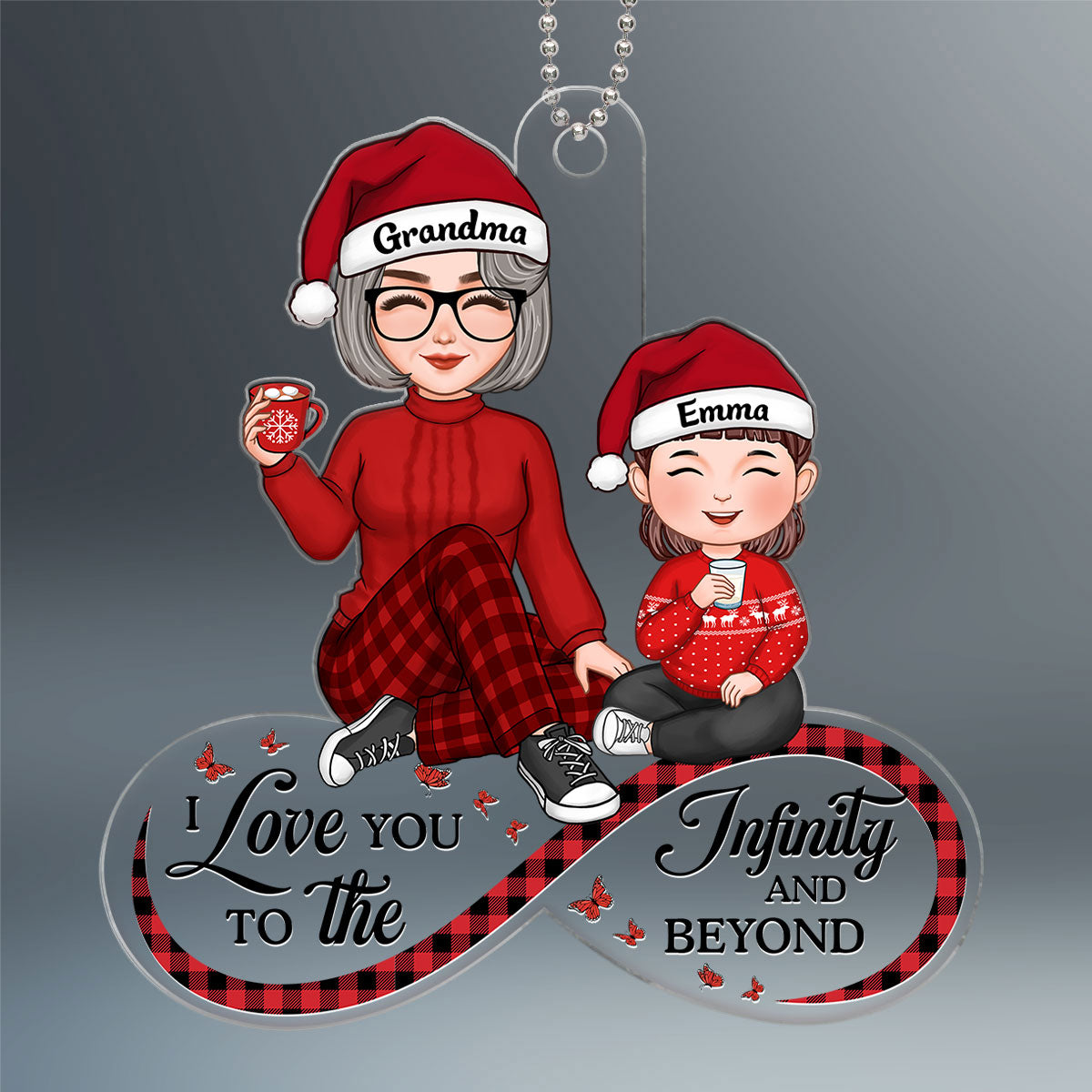 Love You To Infinity & Beyond Cute Grandma Grandkid Sitting Personalized Acrylic Ornament