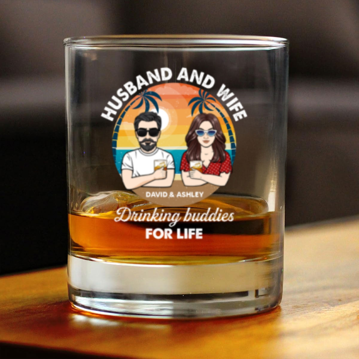 Husband And Wife Drinking Buddies for Life Personalized Wine Glass, Gift for him, Gift for her