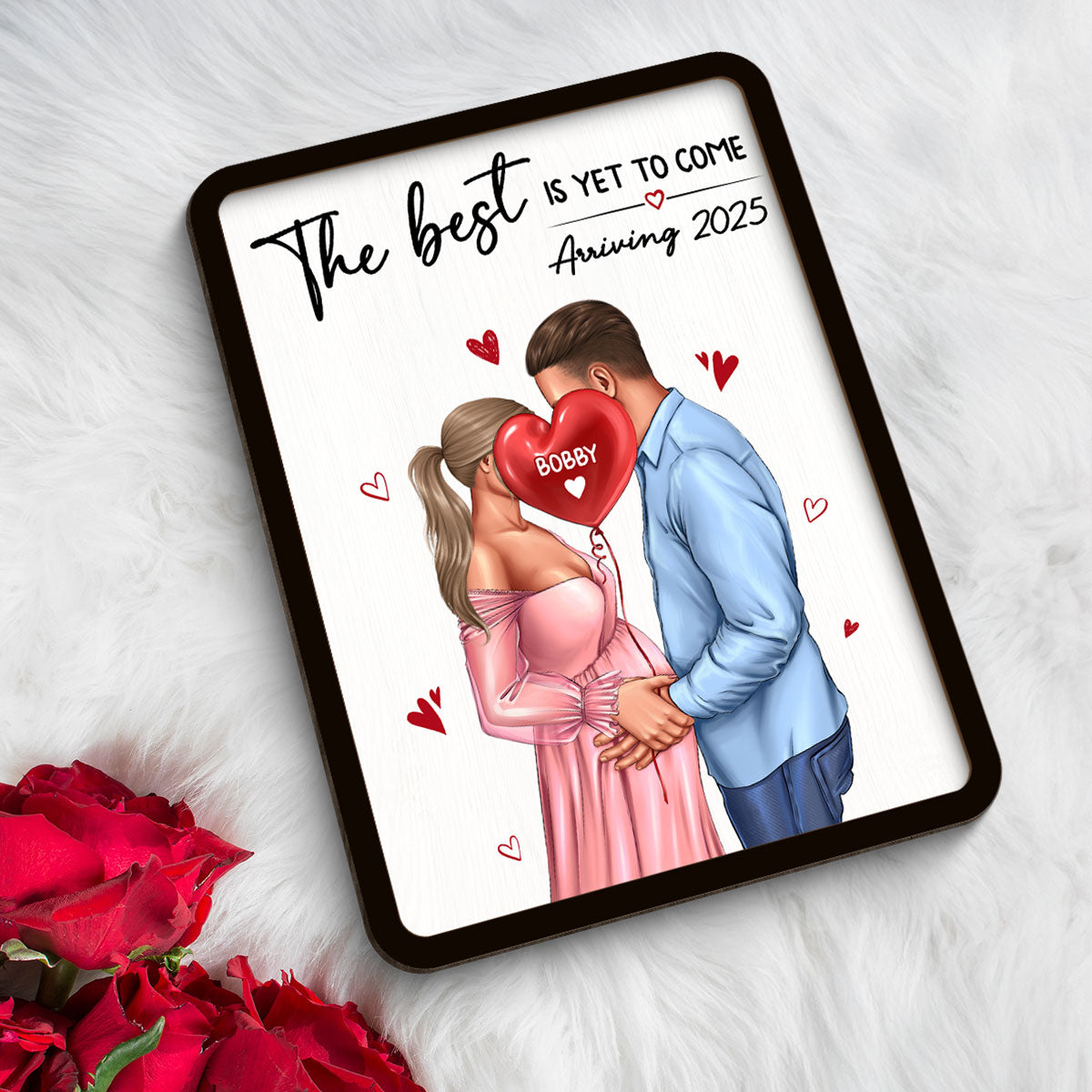 Personalized Kissing Pregnant Couple, Expecting Parents, Pregnancy Couple Personalized Wooden Plaque,  Gift, Pregnancy Announcement