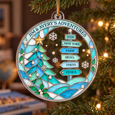 Travel Destinations Travel Places Sign Post 2D Flat Printed - Personalized Acrylic Ornament - Christmas Keepsake For Traveling Lovers, The Places We’ve Been Gift