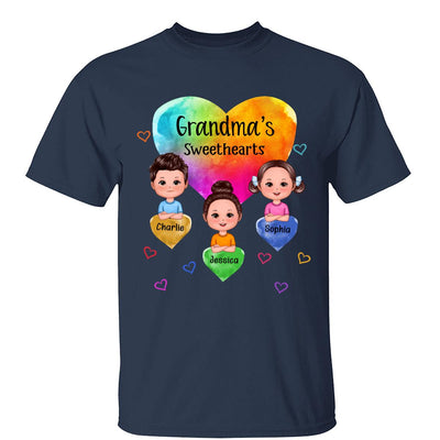 Grandma Sweethearts Doll Kids Watercolor Style Personalized Shirt
