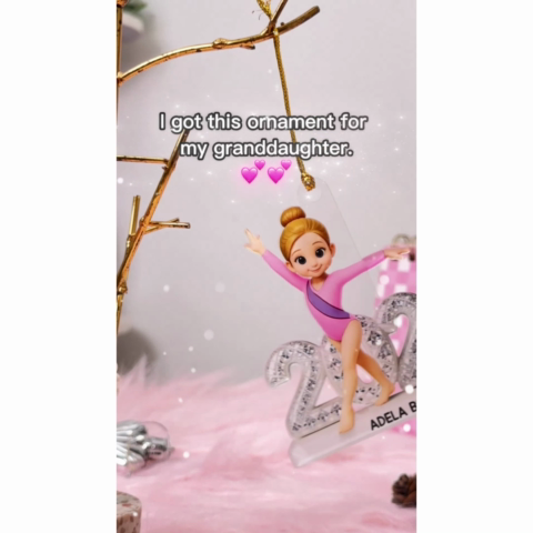 3D Shining Effect Christmas Gymnastic Girl - Personalized Acrylic Ornament - Christmas Gift For Daughter, Granddaughter