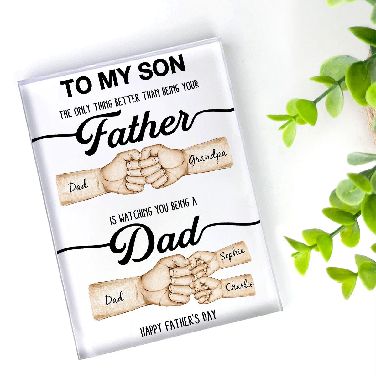 The Only Thing Better Than Being Your Father Fist Bump Personalized Acrylic Block, Father's Day gift for Son from Dad