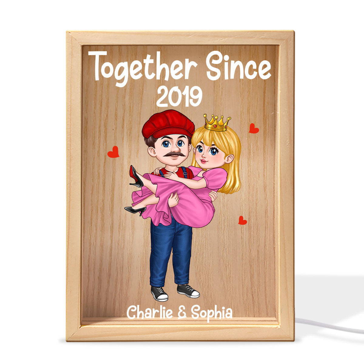 Cute Cartoon Couple Together Since Personalized Frame Light Box