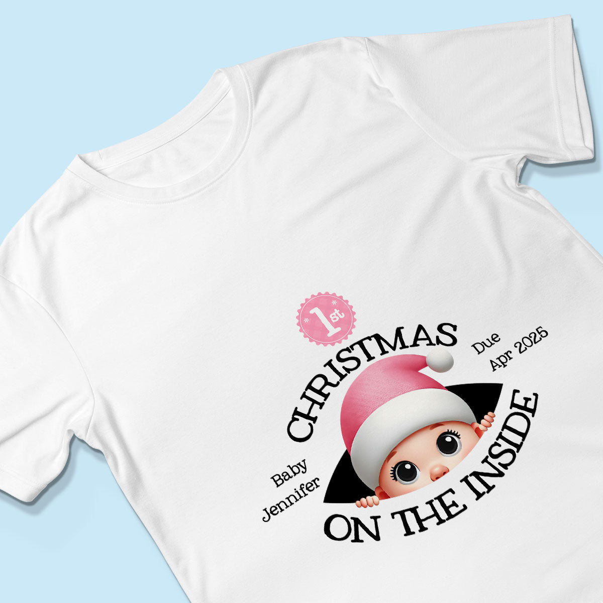 Personalized Baby's First Christmas On the Inside Shirt, Custom Pregnancy Reveal Shirt, Expecting Parents