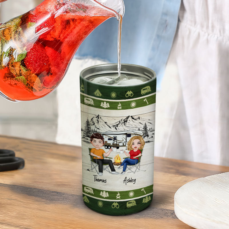Camping With A Chance Of Drinking Multi Use Tumbler - Personalized 4 In 1 Can Cooler - Valentine‘s Day Gift For Him Gift For Her