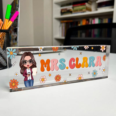 Teacher Beautiful Personalized Acrylic Desk Name Plate, Teacher Appreciation Gift, Back To School Gift For Teacher