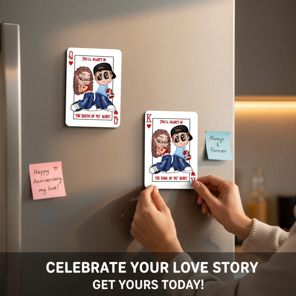 You're King/Queen Of My Heart Y2K Couple - Personalized Acrylic Fridge Magnet - Valentine's Day Gift, Anniversary Gift For Him, For Her