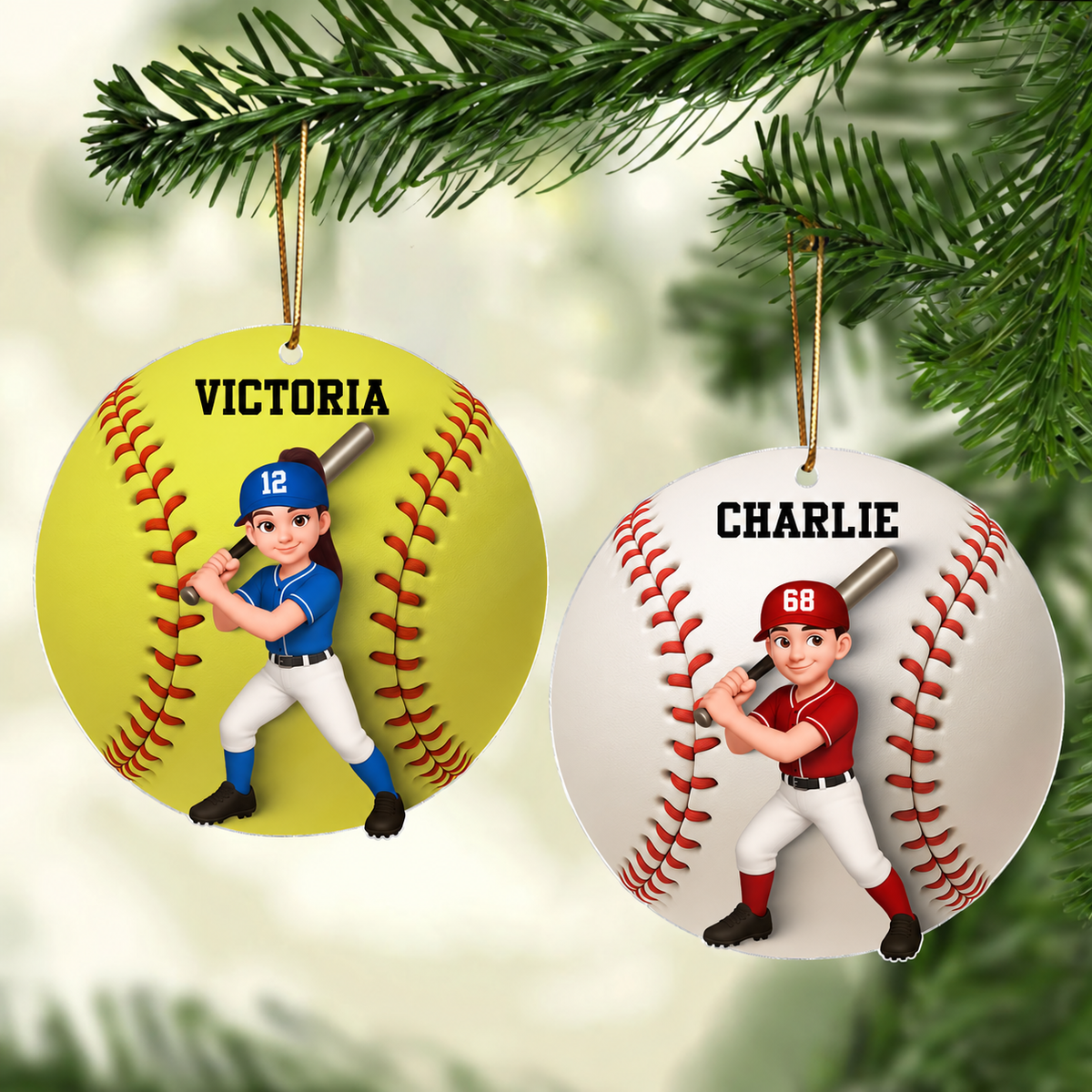 3D Effect Sport Boy Girl - Personalized Acrylic Ornament - Christmas Gift for Daughter or Son
