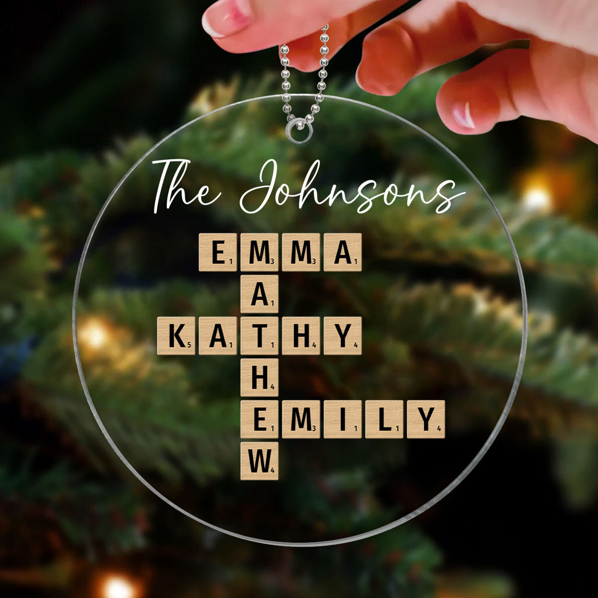 Family Crossword Puzzle Art - Personalized Acrylic Ornament