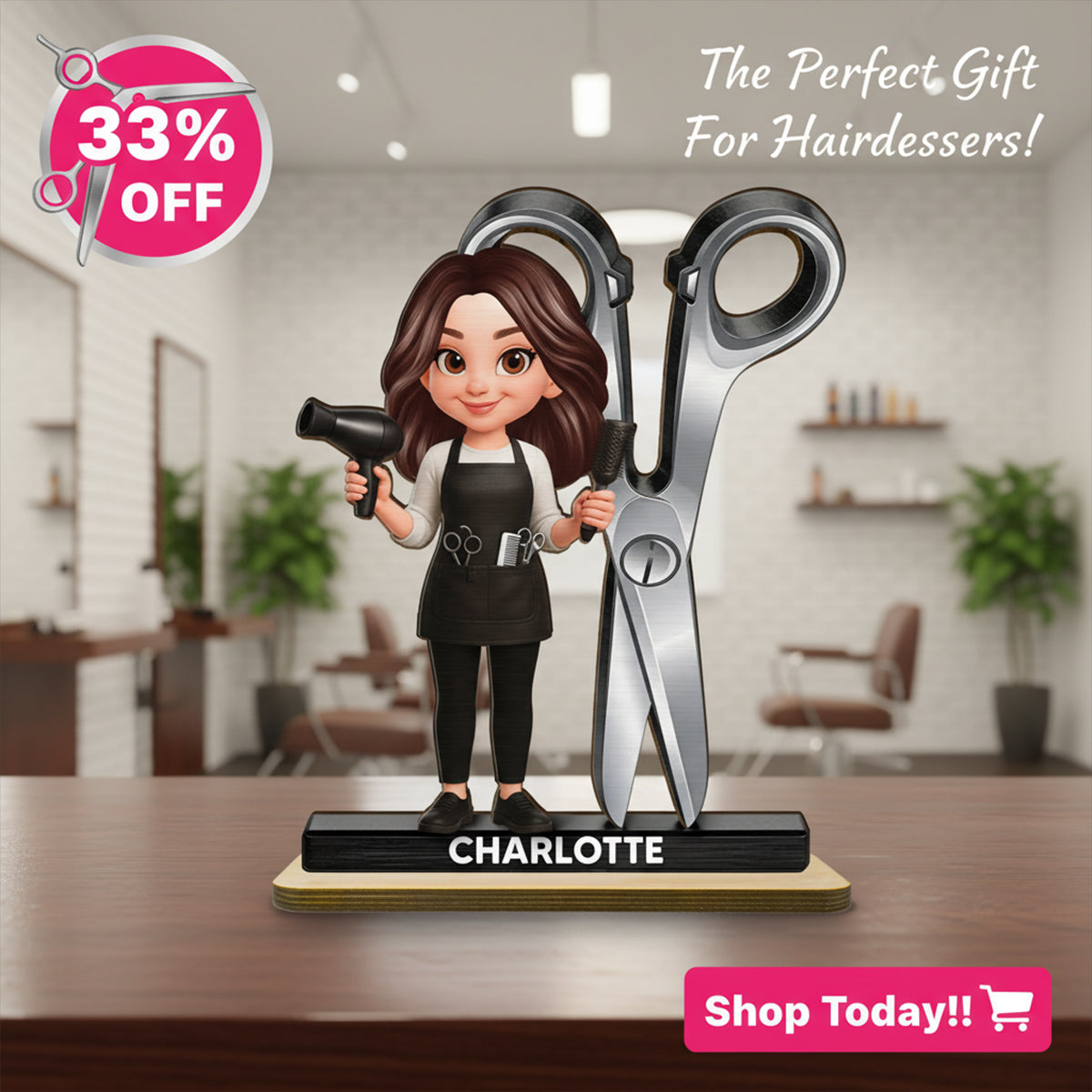 Hairdresser Man Woman - Personalized 2-Layered Wooden Plaque - Gift For Hairdressers
