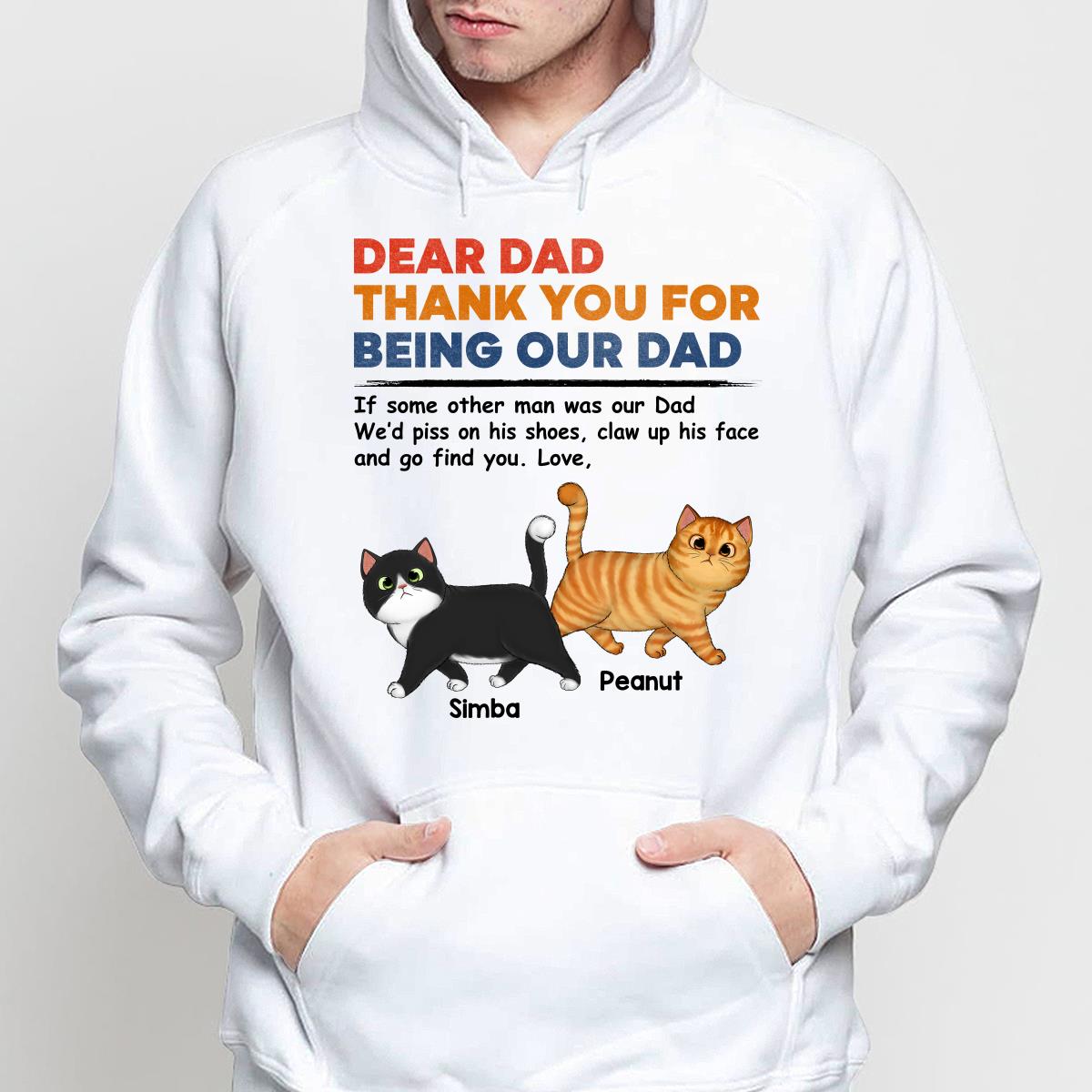 Dear Cat Dad Retro Walking Fluffy Cats Personalized Shirt