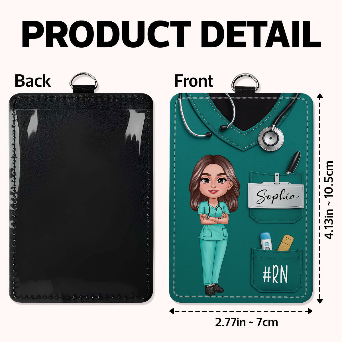 Scrub Theme Nurse CNA CMA RN LPN Name Personalized ID Badge Holder