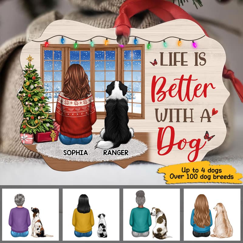 Sitting By Window Dog Mom Personalized Christmas Ornament