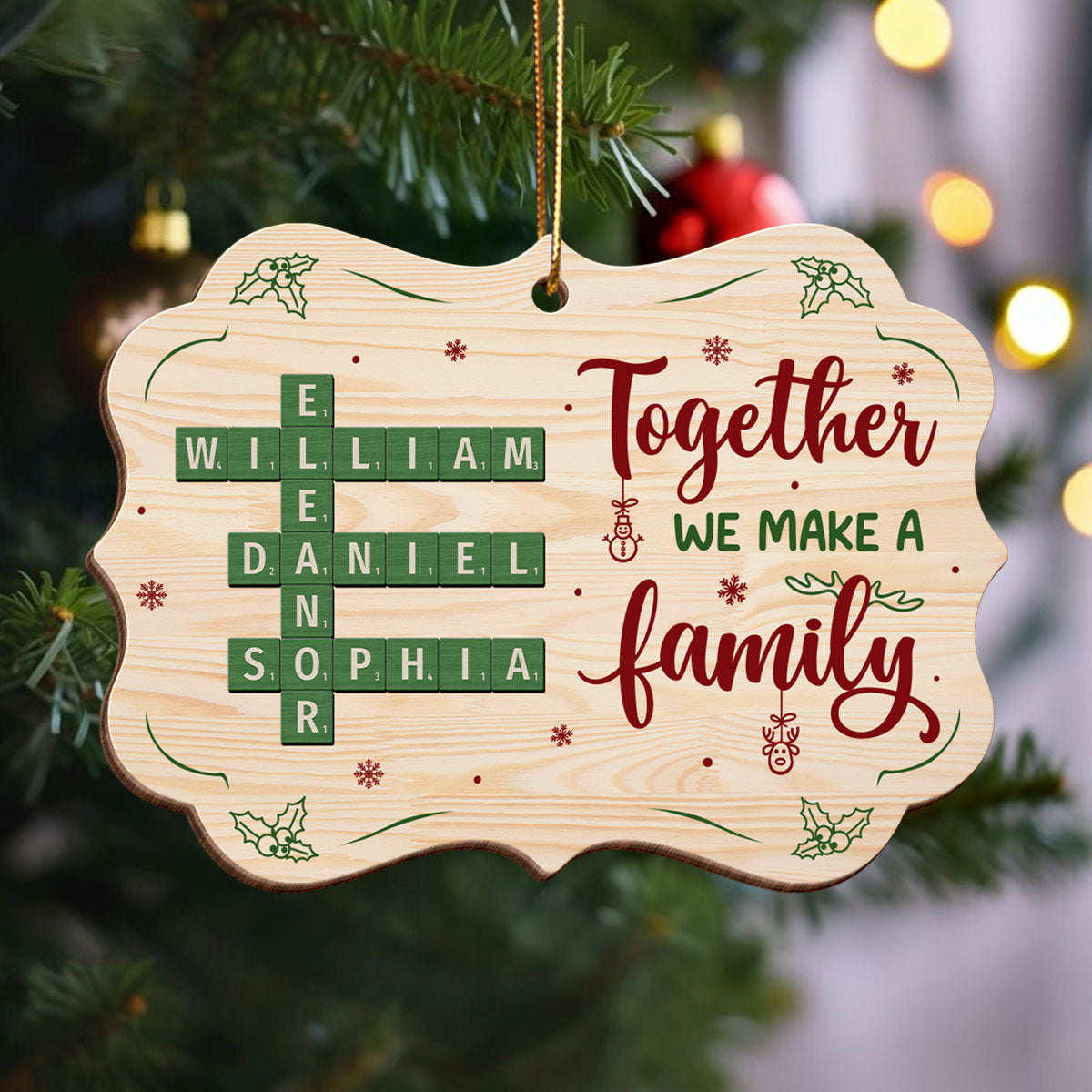 Together We Make A Family Crossword Puzzle Personalized Wooden Ornament, Christmas Gift for Husband Wife, Daughter Son, Grandma Grandpa