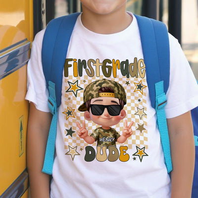 Retro Back to School Boys Personalized Shirt, Kindergarten Pre-K to Fifth Grade, School Boy Shirt