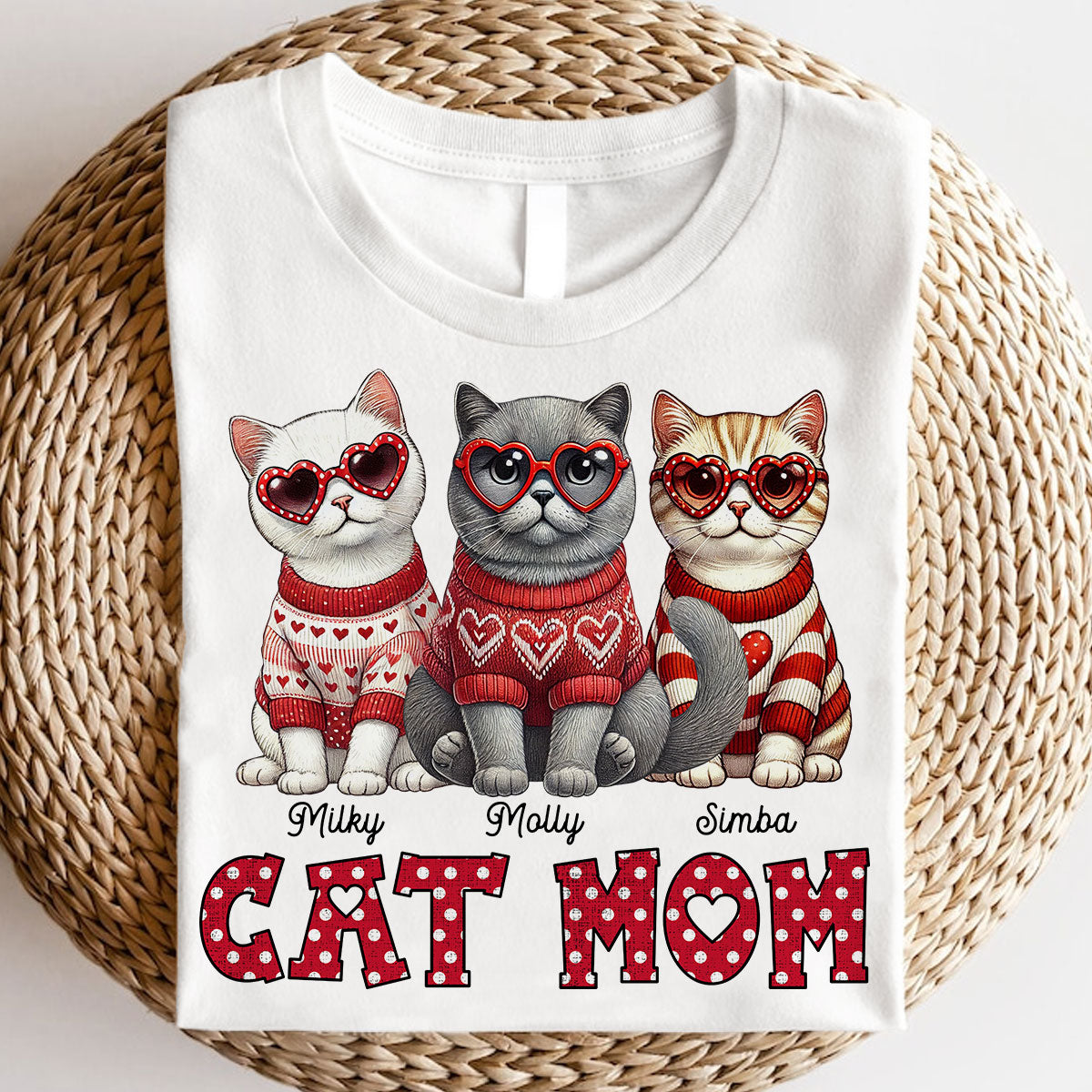 Cat Mom  Pattern Personalized Shirt,  Gift for Cat Moms