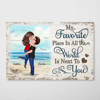 Favorite Place In All The World Couple Hugging On Beach Personalized Poster
