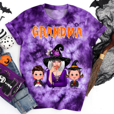 Witch Grandma & Kids Personalized Shirt, Halloween Costume for Grandma
