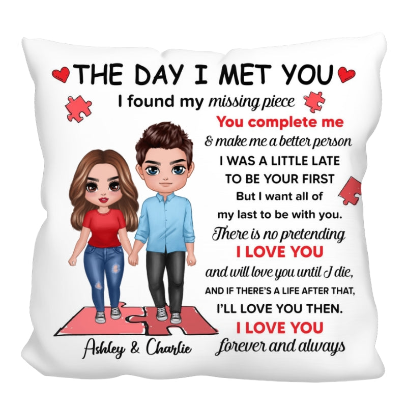 I Found My Missing Piece Doll Couple Gift For Her Gift For Him Couple Personalized Pillow