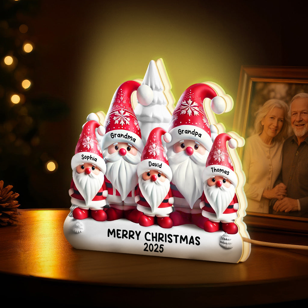 3D Effect Cute Gnomes - Personalized Light Box - Christmas Decor Gift For Grandparents, Family