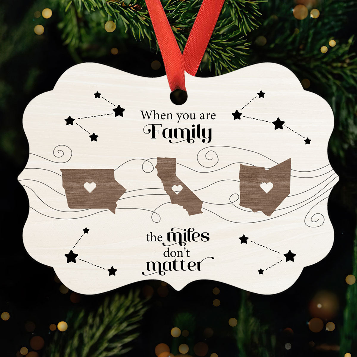 Long Distance Family Friends Siblings Sisters Besties Personalized Christmas Ornament, Togetherness Christmas Gift