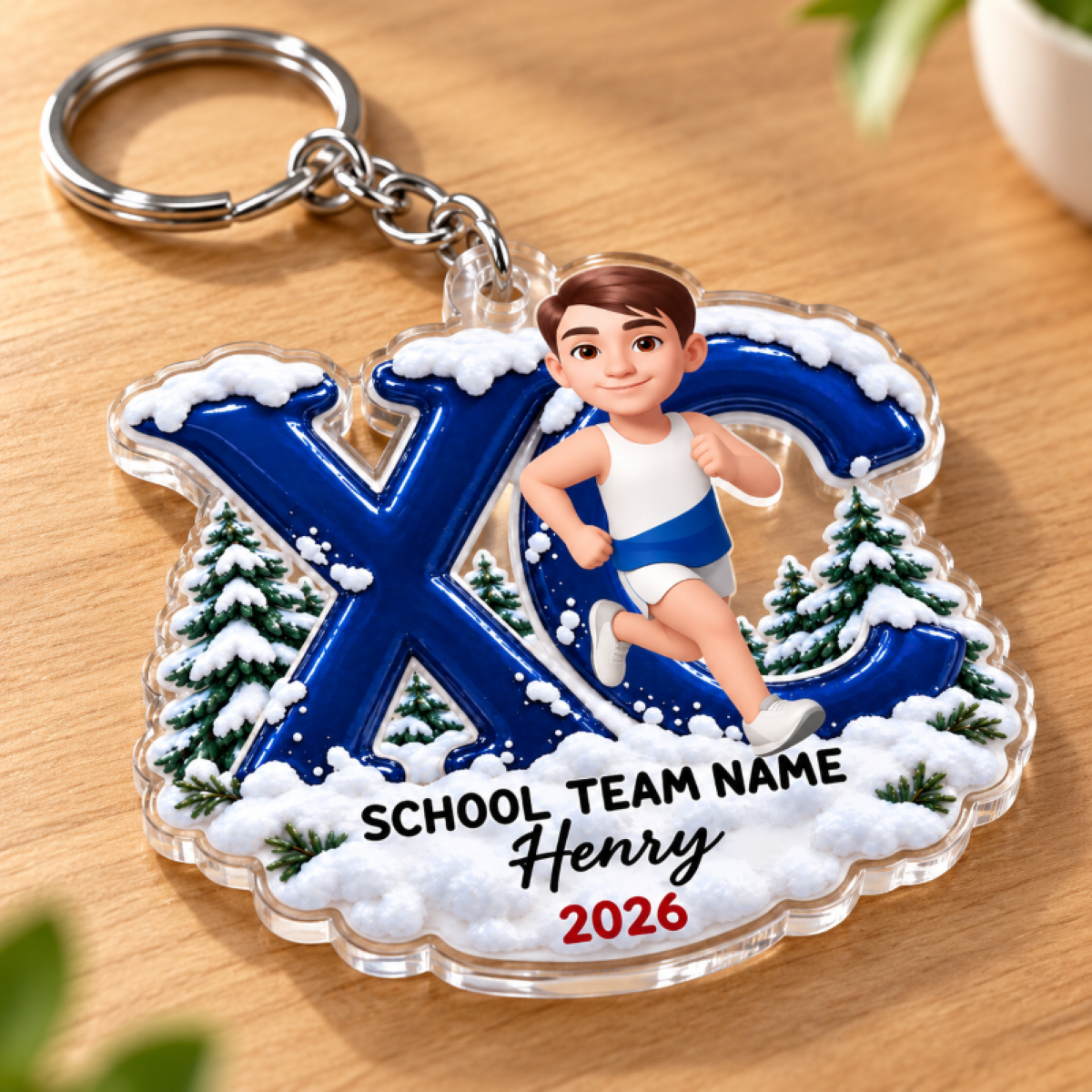 Trending Cross Country - Personalized Acrylic Keychain - High school Runner Keepsake, Custom Running Christmas Gift For Boy Girl Runner