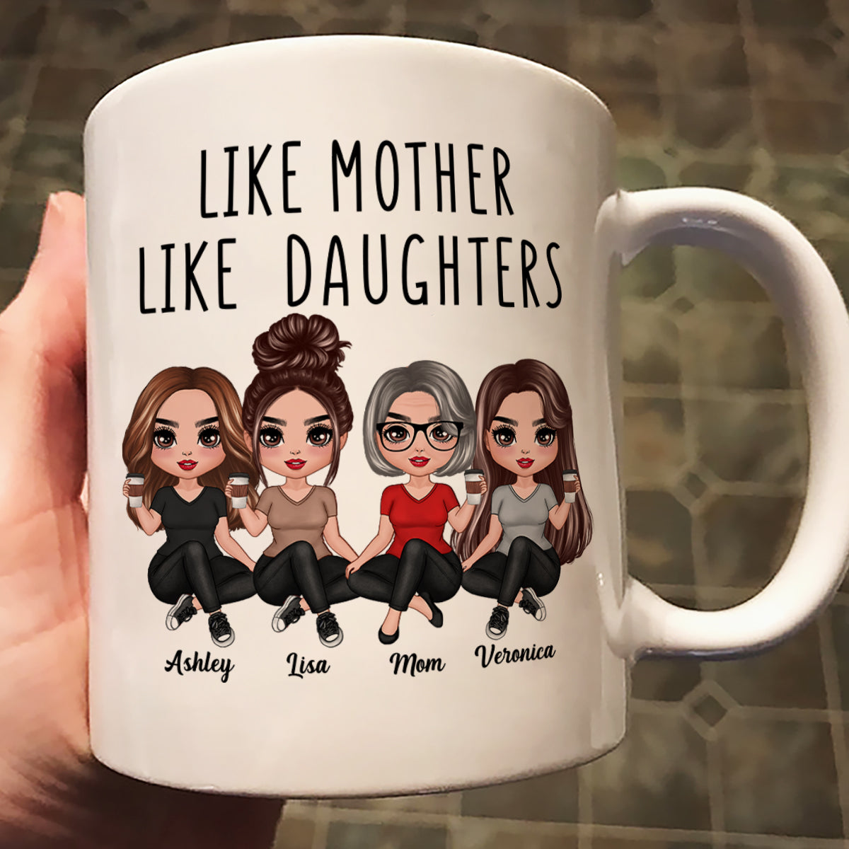 Doll Women Sitting Like Mother Like Daughter Personalized Mug