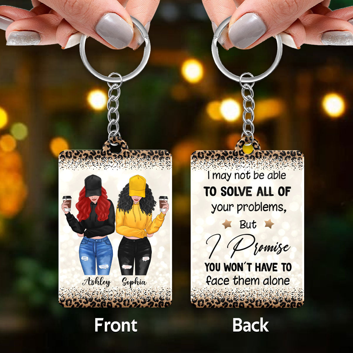 Leopard Front View Besties Personalized Acrylic Keychain