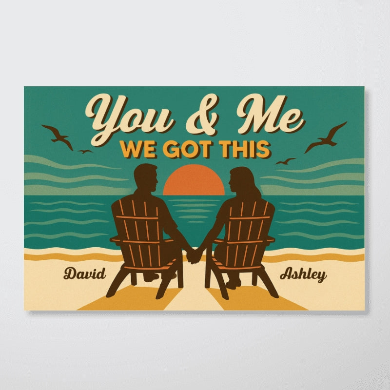 Eternal Love Couple Beach Landscape Retro Vintage Style - Personalized Poster