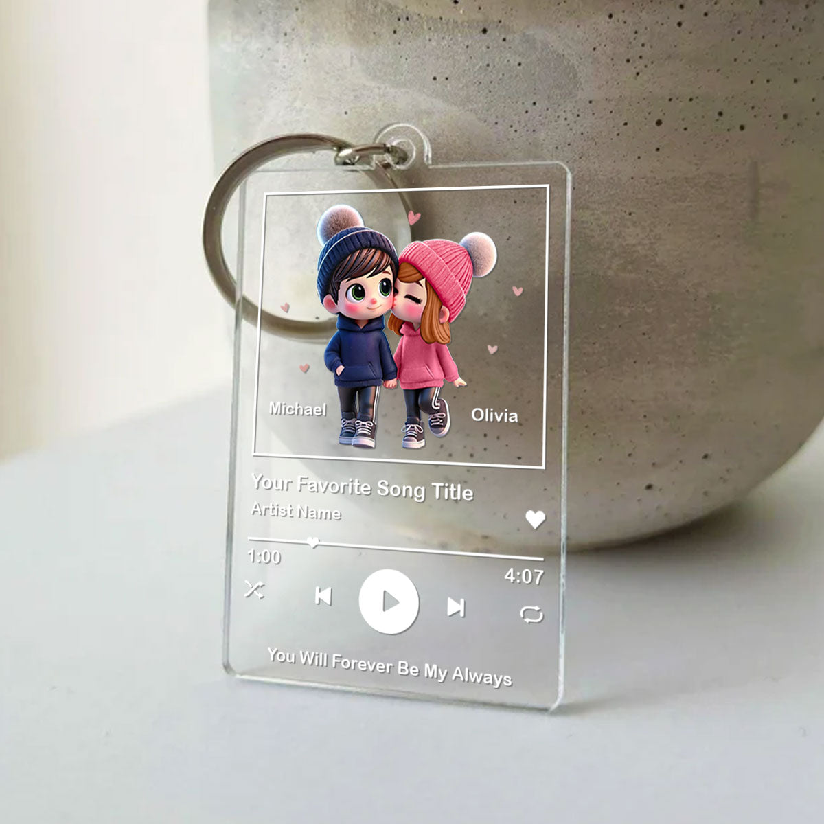 Cute Couple, Personalized Song Keychain, Wedding Gifts, Anniversary Gifts,  Gifts, Gifts For Couples
