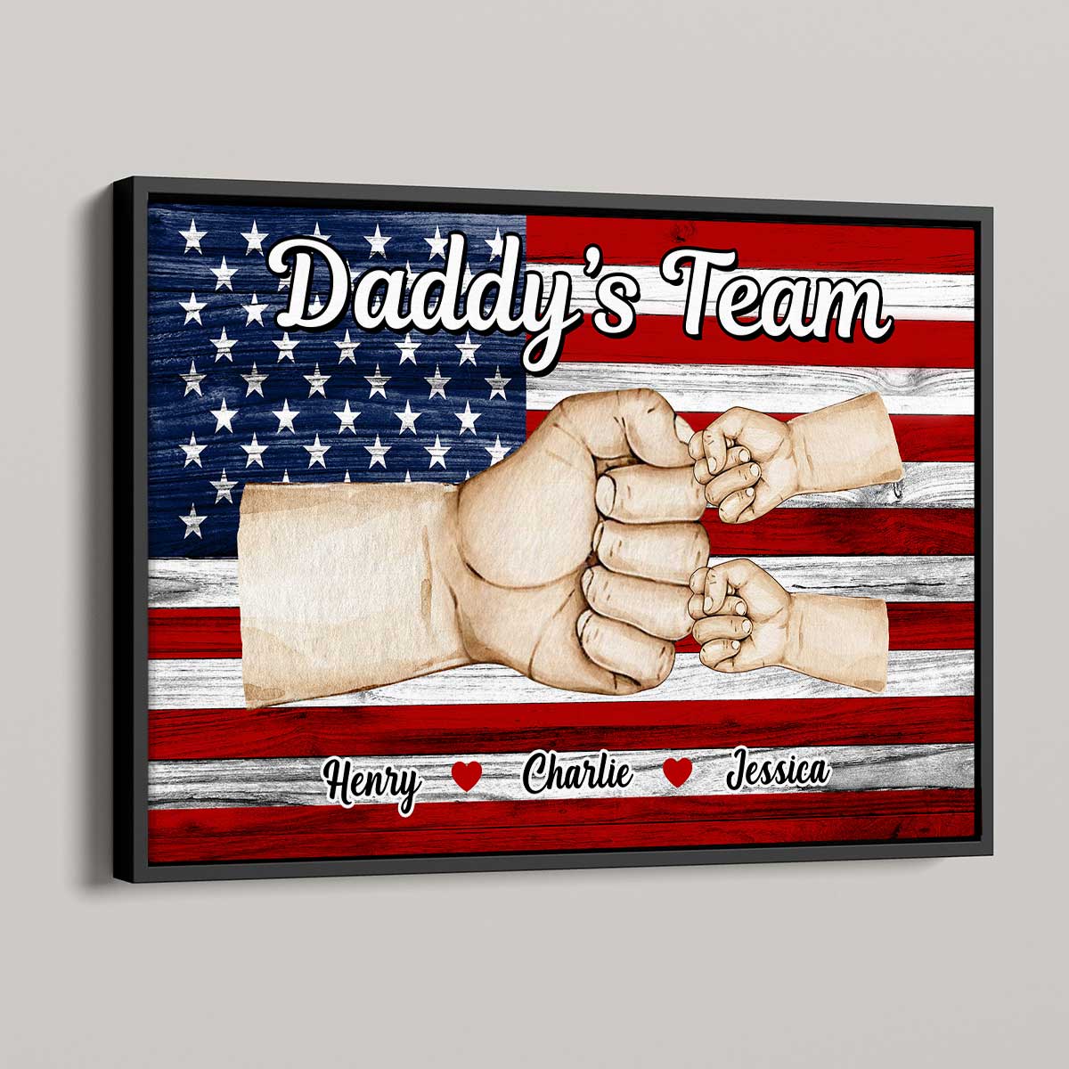 Nation Flag Daddy‘s Team Fist Bump Gift For Dad Personalized Horizontal Poster