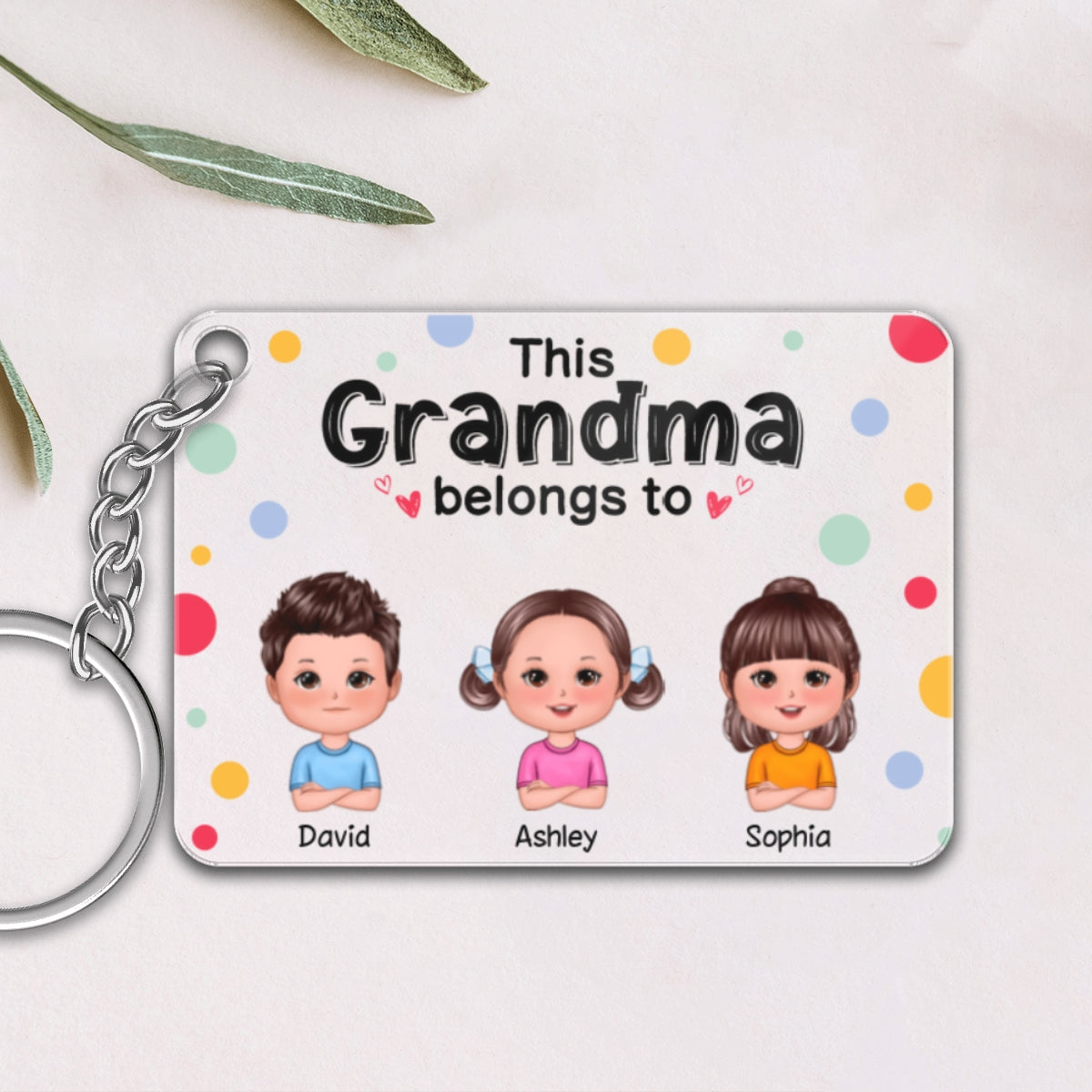This Nana Dad Mom Grandma Grandpa Belongs To Cute Doll Kids Personalized Acrylic Keychain