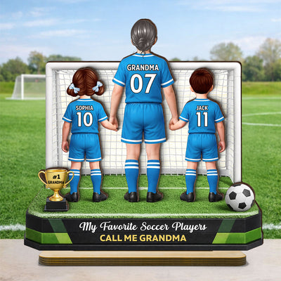 My Favorite Soccer Player Calls Me Grandma - Personalized 2-Layered Wooden Plaque - Heartfelt Gift For Grandma