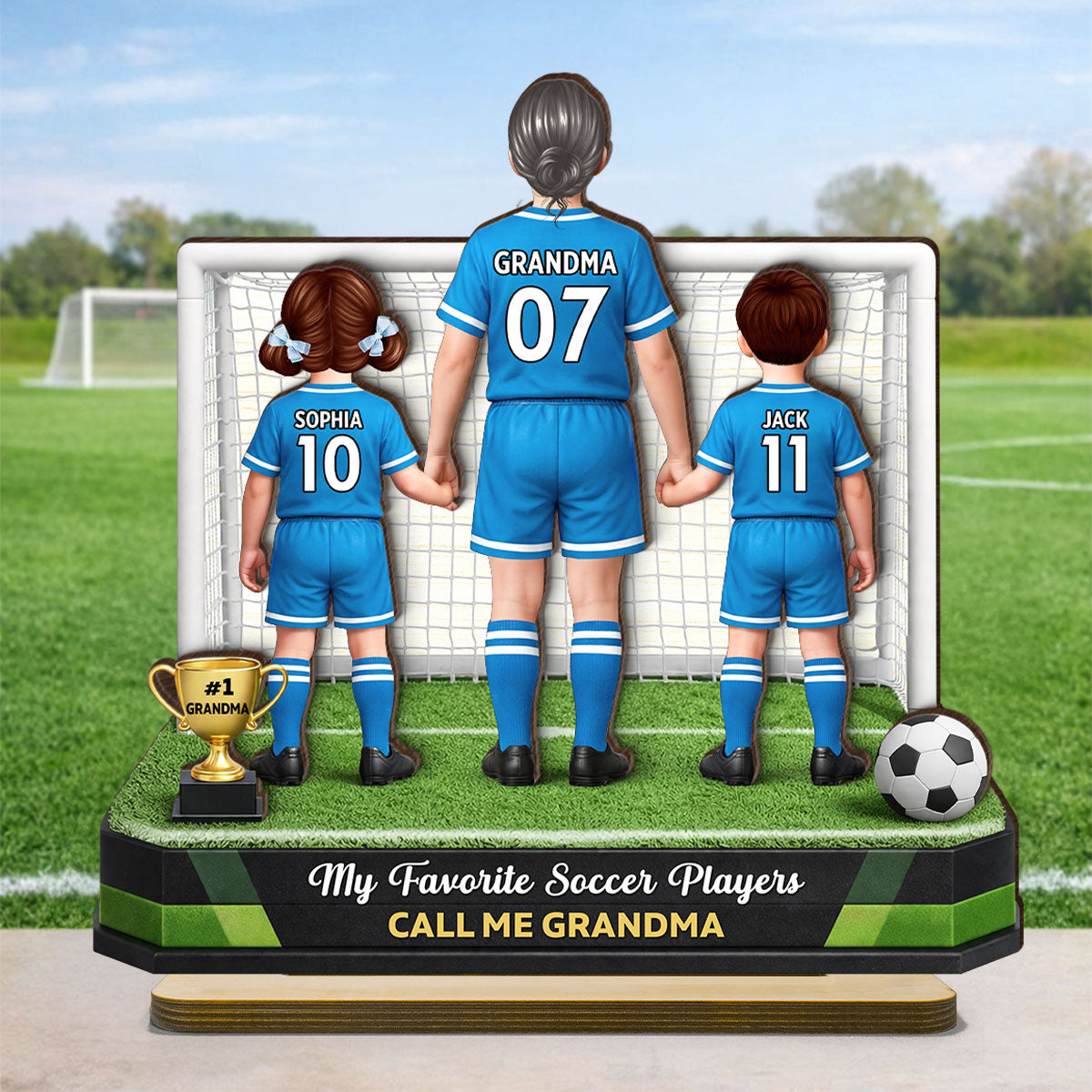 My Favorite Soccer Player Calls Me Grandma - Personalized 2-Layered Wooden Plaque - Heartfelt Gift For Grandma
